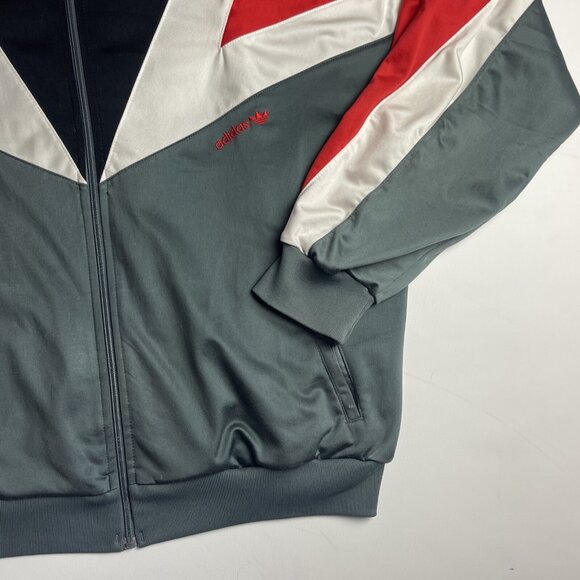 Vintage Adidas Trefoil Logo Track Jacket Mens L Red Black Grey White 80s 90s - Picture 5 of 13